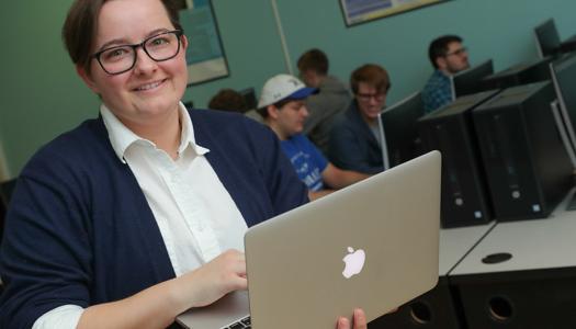 University of Nebraska at Kearney Cyber Security Students working on a computer